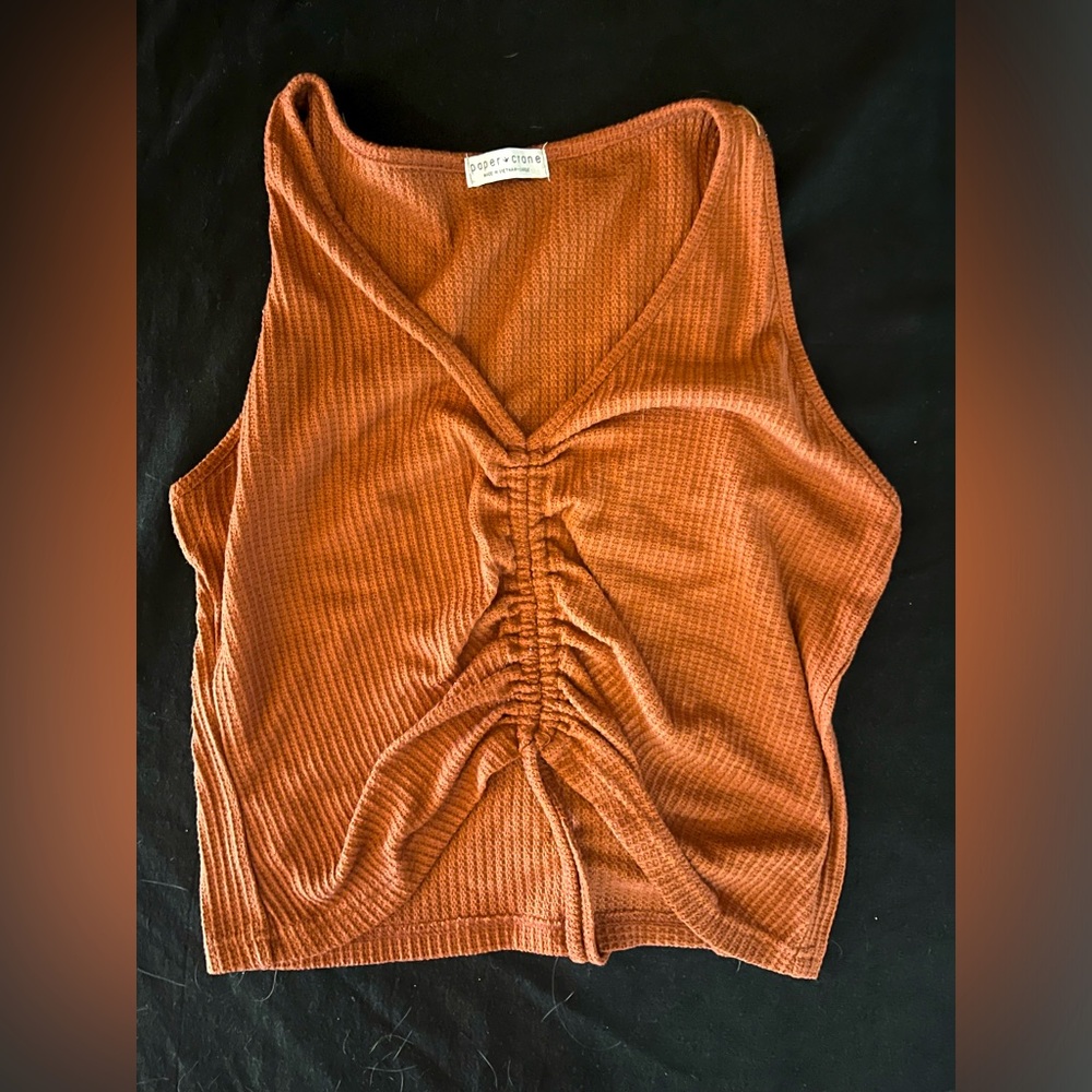 Dark orange paper crane crop top